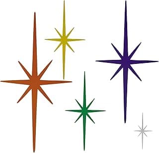 Merriva 5 Pack Colorful Metal Starburst Wall Decor, Mid Century Modern Retro Atomic Star Wall Art Sculptures, Whimsical Eclectic Home Decor...