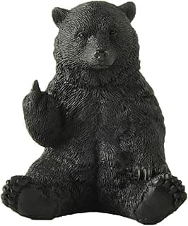 JFSM INC. Holiday Stocking Stuffer, Black Bear Raising Middle Finger Figurine Funny Hilarious Decor - Bear Lover Gifts, Cabin Themed Decor,...
