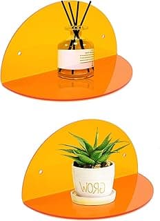 ROYALITA Small Acrylic Shelves Room Decor Floating Shelves (2-Pack, 8-inch Diameter) - Wall Mounted Display Stand for Plants, Toys, Makeup,...