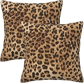 Leopard Print Pillow Covers 18x18 in Couch Cheetah Print Pillow Case Sets of 2 Modern Decorative Square Throw Pillows for Home Living Room...