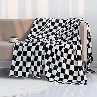 LOMAO Throw Blankets Flannel Blanket with Checkerboard Grid Pattern Soft Throw Blanket for Couch, Bed, Sofa Luxurious Warm and Cozy for All...
