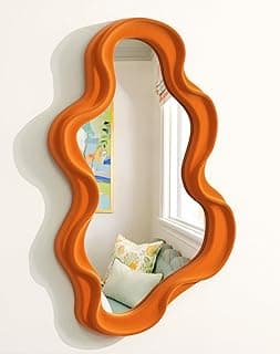Small Decorative Mirror for Girly Bedroom Dresser Decor, Vivid Abstract Wavy Wall Mirrors for Home Aesthetic Book Coffee Shop Hotel Decorat...
